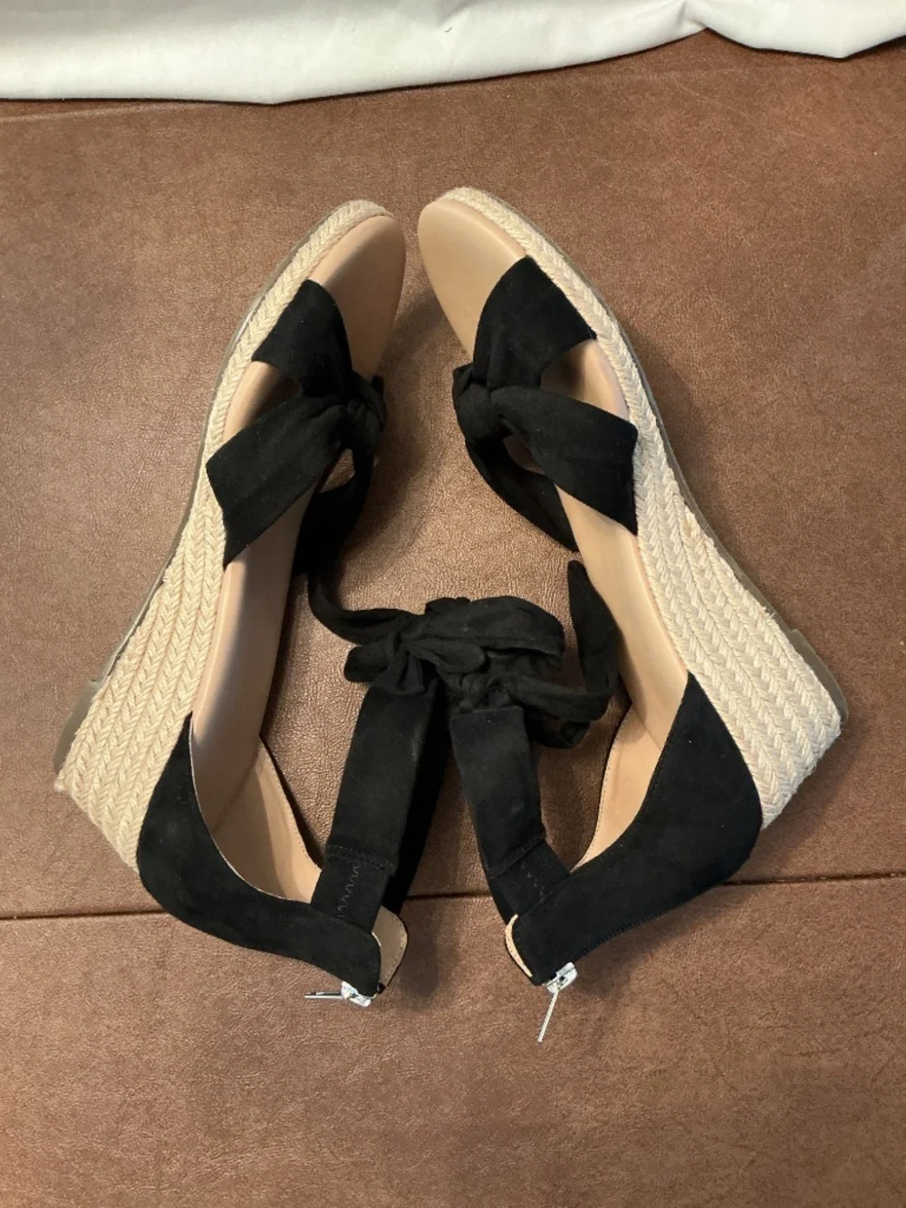 Sz 11 Women’s Sandals Espadrille Suede Upper Memory Foam Black Euro-Summer Shoe